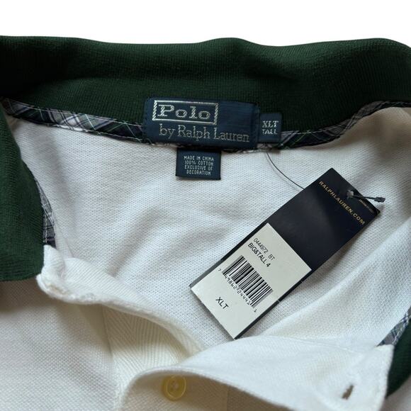 Vtg Ralph Lauren Polo Shirt XLT White Big Pony Tartan Plaid Neck Trim & 3 NWT - Picture 2 of 7